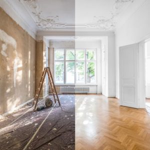 renovation concept - apartment before and after restoration or refurbishment -